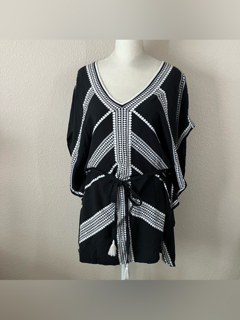 STELLA & DOT Gemma Kimono Tunic M Swim Cover-Up Beach Resort Boho Festival Black - Picture 10 of 11